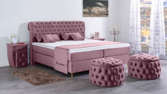 Meisterbetten Boxspringbett Lisa 140x220 in VS-Flieder, Matratzenbezug Nano, Ergoflex-Topper