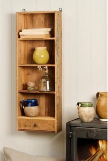 Ib Laursen - Wandregal Regal 4 Fächer 1 Schublade Holz Unika 33x93cm 21039-30