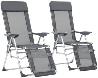 vidaXL Klappbare Liegestühle mit Fußteil 2 Stk. Grau Textilene 360145