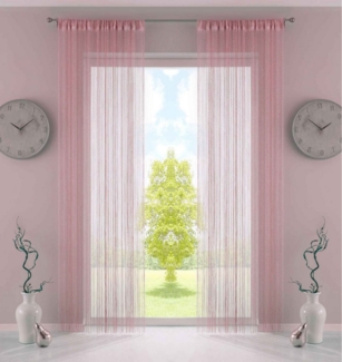 Gardinenbox Gardine (2 St), Kräuselband, transparent, Fadengardine Tunneldurchzug Kräuselband Raumteiler 20303CN2