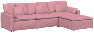 vidaXL Modulares Sofa mit Fußhocker und Kissen Rosa 3321072