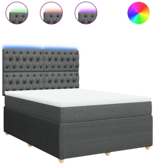 vidaXL Boxspringbett mit Matratze Dunkelgrau 140x190 cm Stoff 3294359