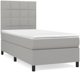 vidaXL Boxspringbett mit Matratze Hellgrau 100x200 cm Stoff 3141753