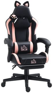 HOMCOM Gaming-Stuhl mit Armlehnen (Bürostuhl, 1 St), Mit Katzenohren und Fußstütze