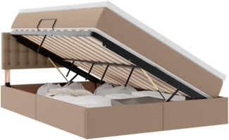 vidaXL Bett mit LED-Lichtleisten Cappuccino 140 x 200 cm PVC 3371036