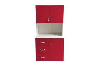 HTI-Living Küchenbuffet Küchenschrank Blanca Rot Weiß (Stück, 1-St, 1 Schrank) Küchenbuffet 6 Regalfächer 3 Schubladen