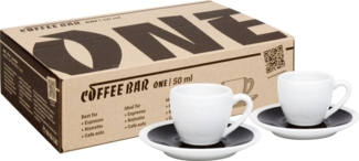 KÖNITZ 2er Set Coffee Bar ONE Espressotasse mit Untertasse 50 ml Black & White im Geschenkkarton