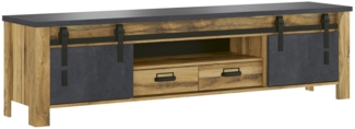 Lowboard Yola / York , Holzwerkstoff, Metall , Anthrazit, Holzfarben , 201 x 54 x 44 cm