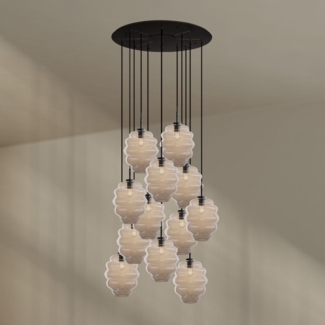 s.luce Echos Galerieleuchte 12-flammig Ø 80cm Baldachin Ø 25cm Klar, Schwarz