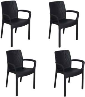 Dmora Gartenstuhl Anacleto, Gartensitzgruppe, Stuhl für Esstisch, Outdoor-Sessel mit Rattan-Effekt, 100 % Made in Italy, 54 x 60 x 82 cm, Anthrazit