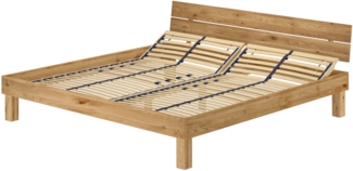 Großes Massivholzbett Doppelbett 200x200 Eiche massiv geölt Zubehör wählbar V-60.88-20Federholzrahmen inkl.