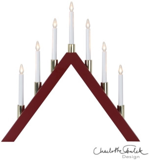 LED Lichterbogen ,Halla', 7-flammig, Holz, weinrot