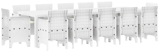 vidaXL Garten Essgruppe 13 pcs Weiß Poly Rattan und Baumwolle 3378626