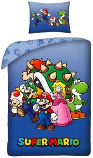 Super Mario Bettwäsche Super Mario Luigi Bowser Peach Bettwäsche Set, 2 teilig, 135-140 x 200 Deckenbezug 60x70cm Kissenbezug