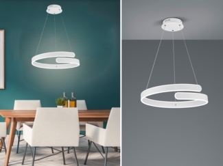 LED Pendelleuchte PARMA Metall Weiß matt 3 Stufen Dimmer Ring, Ø 50cm