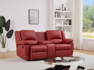 Vente-unique - Relaxsofa 2-Sitzer - Rindsleder - Rot - AROMA