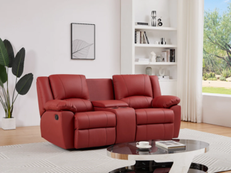 Vente-unique - Relaxsofa 2-Sitzer - Rindsleder - Rot - AROMA