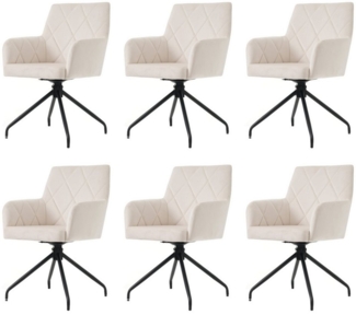 Flieks Esszimmerstuhl (360° drehbar, Set, 6 St), 6er Set Polsterstühle Drehstuhl Armlehnstuhl Bürostuhl Wohnzimmer Samt