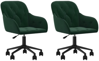 vidaXL Esszimmerstühle 2 Stk. Drehbar Dunkelgrün Samt 3103423