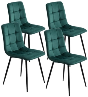 SEEZSSA Küchenstuhl Esszimmerstuhl(4 St),Polsterstuhl aus Samt Gestell für Esszimmer, Design Loungesessel Stuhl mit Rückenlehne,Sitzfläche aus Metall