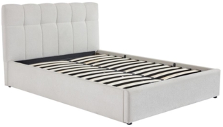 Vente-unique - Bett mit Bettkasten + Matratze - 160 x 200 cm - Bouclé-Stoff - Weiß - MAZIRI