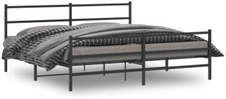 vidaXL Bettgestell mit Kopf- und Fußteil Metall Schwarz 183x213 cm 355388