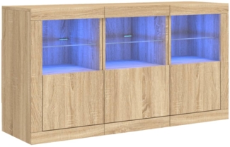 vidaXL Sideboard mit LED-Leuchten Sonoma-Eiche 123x37x67 cm 3209060