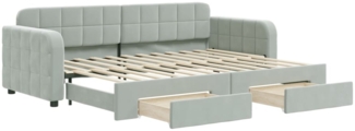 vidaXL Tagesbett Ausziehbar mit Schubladen Hellgrau 80x200 cm Samt 3196970