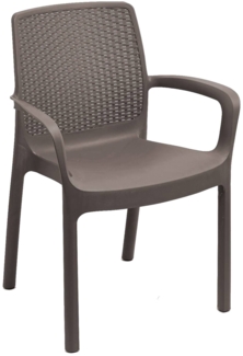 Dmora Outdoor-Stuhl Asha, Gartensitz, Stuhl für Esstisch, Outdoor-Sessel mit Rattan-Effekt, 100 % Made in Italy, 54 x 60 x 82 cm, Braun