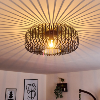 hofstein Deckenleuchte »Pieris« Deckenlampe aus Metall in Schwarz, ohne Leuchtmittel, E27, Leuchte m. Gitter u. Lichteffekt an der Decke