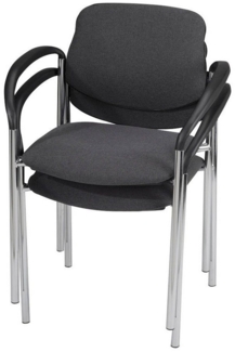 Nowy Styl Stapelstuhl 2 Besucherstühle mit Armlehne stapelbar STYL CHROM anthrazit