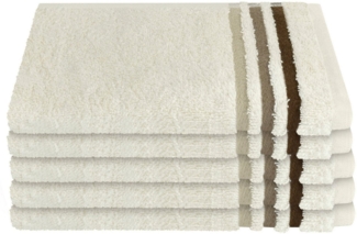 Schiesser Gästehandtuch Skyline, 5er Set, mit Webbordüre, 100% Baumwolle Creme