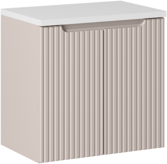 NOVA CASHMERE Badmöbel-Set 60 cm mit Tischplatte (40x60cm), Kaschmir matt,Weiß matt