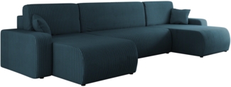 Ecksofa Pixalo U Cord mit Schlaffunktion und Bettkasten (Farbe: Poso 05)