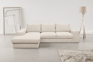 WERK2 Ecksofa Rozzana Design Ecksofa mit hohem Komfort, zeitlos & elegant, L-Form, in kuschelweichen Trendstoffen Cord, Breitcord und Plüsch