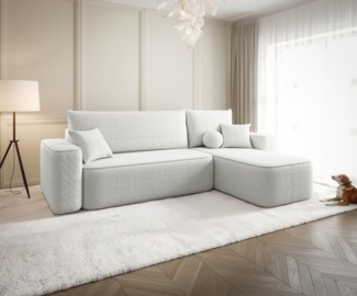 Ecksofa Schlafsofa Sofa AGEPO Stoff Quelle Weiss Ottomane Rechts