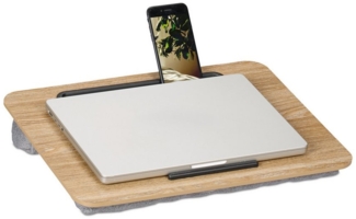 relaxdays Laptop Tablett Laptopkissen mit Handyhalter, Faserplatte
