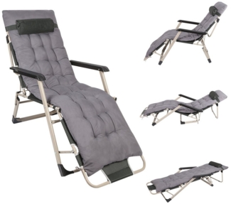 JEOBEST Gartenstuhl Sonnenliege, klappbarer Liegestuhl,Verstellbare Rückenlehne, (Set, 1 St), abnehmbares Kopf- und Liegepolster, 150 kg Traglast