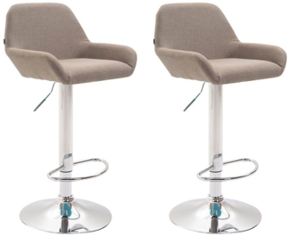 CLP 2er Set Barhocker Braga Stoff drehbar und höhenverstellbar,taupe chrom