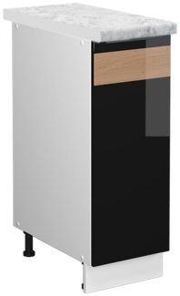 Apothekerschrank Fame-Line Schwarz Eiche hochglanz 30 cm , AP Marmor Vicco