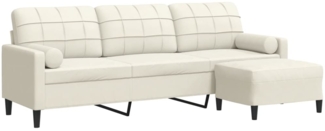 vidaXL 3-Sitzer-Sofa mit Hocker Creme 210 cm Samt 3278285