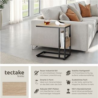 tectake Beistelltisch Wigan (1-St, 1 tlg), Trendiger Beistelltisch im typischen Industrial Look