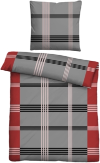 Traumhaft schlafen - Castell - Markenbettwäsche Baumwoll Renforce Bettwäsche 0040563 KARO-STREIFEN, rot, 1x 155x220 cm + 1x 80x80 cm