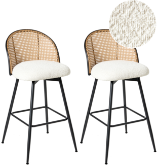 Set mit 2 Barstühlen NATHAN drehbar Cremeweiß
