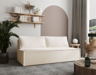 Sofa Designersofa AMANDA 3-Sitzer mit Schlaffunktion in Stoff Zoom Creme