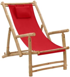 vidaXL Liegestuhl Bambus und Canvas Rot 318597