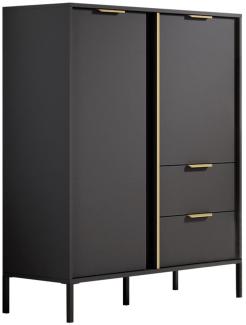 Kommode Lars 2D2S (Farbe: Anthrazit / Anthrazit + Gold)