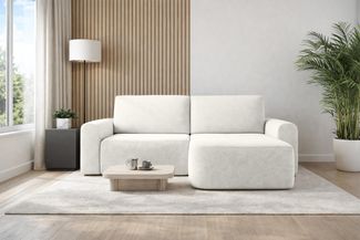 AX LIVING Sofa 250 cm Breit mit Schlaffunktion Otterton in Creme R