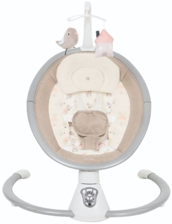 Kikkaboo elektrische Babywippe Twiddle, Schaukelfunktion, Fernbedienung, Timer beige braun