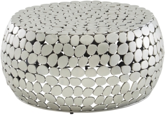 Kadima Design Moderner Aluminium Couchtisch in Silber, Unikat handgefertigt, Stilvolles Design. 66x66x32 cm
